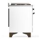 ILVE Majestic III 36-Inch Dual Fuel Range with 6 Sealed Burners + Griddle, 3.5 cu. ft. Oven, White with Burnished Trim, Liquid Propane, Solid Door, UM36FQNR3WHBLP