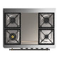 ILVE Majestic III 36-Inch Dual Fuel Range with 6 Sealed Burners + Griddle, 3.5 cu. ft. Oven, White with Burnished Trim, Liquid Propane, Solid Door, UM36FQNR3WHBLP