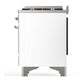 ILVE Majestic III 36-Inch Dual Fuel Range with 6 Sealed Burners + Griddle, 3.5 cu. ft. Oven, White with Chrome Trim, Natural Gas, Solid Door, UM36FQNR3WHC