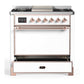 ILVE Majestic III 36-Inch Dual Fuel Range with 6 Sealed Burners + Griddle, 3.5 cu. ft. Oven, White with Copper Trim, Natural Gas, Solid Door, UM36FQNR3WHP