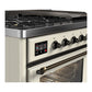 ILVE Majestic III 48-Inch Dual Fuel Range with 5 Sealed Burners + Griddle + French Top, 5.02 cu. ft. Oven, Antique White with Burnished Trim, Liquid Propane, Triple Glass Door, UM48FNR3AWBLP