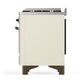 ILVE Majestic III 48-Inch Dual Fuel Range with 5 Sealed Burners + Griddle + French Top, 5.02 cu. ft. Oven, Antique White with Burnished Trim, Liquid Propane, Triple Glass Door, UM48FNR3AWBLP