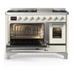 ILVE Majestic III 48-Inch Dual Fuel Range with 5 Sealed Burners + Griddle + French Top, 5.02 cu. ft. Oven, Antique White with Chrome Trim, Liquid Propane, Triple Glass Door, UM48FNR3AWCLP
