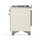 ILVE Majestic III 48-Inch Dual Fuel Range with 5 Sealed Burners + Griddle + French Top, 5.02 cu. ft. Oven, Antique White with Chrome Trim, Liquid Propane, Triple Glass Door, UM48FNR3AWCLP