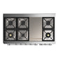 ILVE Majestic III 48-Inch Dual Fuel Range with 5 Sealed Burners + Griddle + French Top, 5.02 cu. ft. Oven, Antique White with Chrome Trim, Natural Gas, Triple Glass Door, UM48FNR3AWC