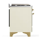 ILVE Majestic III 48-Inch Dual Fuel Range with 5 Sealed Burners + Griddle + French Top, 5.02 cu. ft. Oven, Antique White with Brass Trim, Natural Gas, Triple Glass Door, UM48FNR3AWG