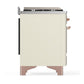 ILVE Majestic III 48-Inch Dual Fuel Range with 5 Sealed Burners + Griddle + French Top, 5.02 cu. ft. Oven, Antique White with Copper Trim, Liquid Propane, Triple Glass Door, UM48FNR3AWPLP
