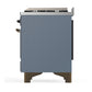 ILVE Majestic III 48-Inch Dual Fuel Range with 5 Sealed Burners + Griddle + French Top, 5.02 cu. ft. Oven, Blue Grey with Burnished Trim, Liquid Propane, Triple Glass Door, UM48FNR3BGBLP