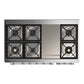 ILVE Majestic III 48-Inch Dual Fuel Range with 5 Sealed Burners + Griddle + French Top, 5.02 cu. ft. Oven, Blue Grey with Chrome Trim, Liquid Propane, Triple Glass Door, UM48FNR3BGCLP