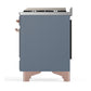 ILVE Majestic III 48-Inch Dual Fuel Range with 5 Sealed Burners + Griddle + French Top, 5.02 cu. ft. Oven, Blue Grey with Copper Trim, Liquid Propane, Triple Glass Door, UM48FNR3BGPLP