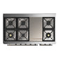 ILVE Majestic III 48-Inch Dual Fuel Range with 5 Sealed Burners + Griddle + French Top, 5.02 cu. ft. Oven, Glossy Black with Burnished Trim, Liquid Propane, Triple Glass Door, UM48FNR3BKBLP