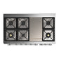 ILVE Majestic III 48-Inch Dual Fuel Range with 5 Sealed Burners + Griddle + French Top, 5.02 cu. ft. Oven, Glossy Black with Chrome Trim, Natural Gas, Triple Glass Door, UM48FNR3BKC