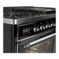 ILVE Majestic III 48-Inch Dual Fuel Range with 5 Sealed Burners + Griddle + French Top, 5.02 cu. ft. Oven, Glossy Black with Chrome Trim, Natural Gas, Triple Glass Door, UM48FNR3BKC