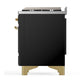 ILVE Majestic III 48-Inch Dual Fuel Range with 5 Sealed Burners + Griddle + French Top, 5.02 cu. ft. Oven, Glossy Black with Brass Trim, Natural Gas, Triple Glass Door, UM48FNR3BKG