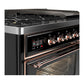 ILVE Majestic III 48-Inch Dual Fuel Range with 5 Sealed Burners + Griddle + French Top, 5.02 cu. ft. Oven, Glossy Black with Copper Trim, Natural Gas, Triple Glass Door, UM48FNR3BKP