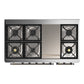 ILVE Majestic III 48-Inch Dual Fuel Range with 5 Sealed Burners + Griddle + French Top, 5.02 cu. ft. Oven, Burgundy with Burnished Trim, Natural Gas, Triple Glass Door, UM48FNR3BUB