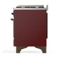 ILVE Majestic III 48-Inch Dual Fuel Range with 5 Sealed Burners + Griddle + French Top, 5.02 cu. ft. Oven, Burgundy with Burnished Trim, Natural Gas, Triple Glass Door, UM48FNR3BUB