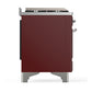 ILVE Majestic III 48-Inch Dual Fuel Range with 5 Sealed Burners + Griddle + French Top, 5.02 cu. ft. Oven, Burgundy with Chrome Trim, Natural Gas, Triple Glass Door, UM48FNR3BUC