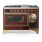 ILVE Majestic III 48-Inch Dual Fuel Range with 5 Sealed Burners + Griddle + French Top, 5.02 cu. ft. Oven, Burgundy with Brass Trim, Natural Gas, Triple Glass Door, UM48FNR3BUG