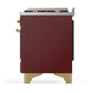ILVE Majestic III 48-Inch Dual Fuel Range with 5 Sealed Burners + Griddle + French Top, 5.02 cu. ft. Oven, Burgundy with Brass Trim, Natural Gas, Triple Glass Door, UM48FNR3BUG
