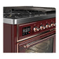 ILVE Majestic III 48-Inch Dual Fuel Range with 5 Sealed Burners + Griddle + French Top, 5.02 cu. ft. Oven, Burgundy with Copper Trim, Liquid Propane, Triple Glass Door, UM48FNR3BUPLP