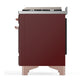 ILVE Majestic III 48-Inch Dual Fuel Range with 5 Sealed Burners + Griddle + French Top, 5.02 cu. ft. Oven, Burgundy with Copper Trim, Natural Gas, Triple Glass Door, UM48FNR3BUP