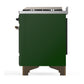 ILVE Majestic III 48-Inch Dual Fuel Range with 5 Sealed Burners + Griddle + French Top, 5.02 cu. ft. Oven, Emerald Green with Burnished Trim, Liquid Propane, Triple Glass Door, UM48FNR3EGBLP
