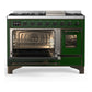 ILVE Majestic III 48-Inch Dual Fuel Range with 5 Sealed Burners + Griddle + French Top, 5.02 cu. ft. Oven, Emerald Green with Burnished Trim, Natural Gas, Triple Glass Door, UM48FNR3EGB