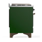 ILVE Majestic III 48-Inch Dual Fuel Range with 5 Sealed Burners + Griddle + French Top, 5.02 cu. ft. Oven, Emerald Green with Burnished Trim, Natural Gas, Triple Glass Door, UM48FNR3EGB