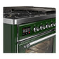 ILVE Majestic III 48-Inch Dual Fuel Range with 5 Sealed Burners + Griddle + French Top, 5.02 cu. ft. Oven, Emerald Green with Chrome Trim, Natural Gas, Triple Glass Door, UM48FNR3EGC