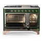 ILVE Majestic III 48-Inch Dual Fuel Range with 5 Sealed Burners + Griddle + French Top, 5.02 cu. ft. Oven, Emerald Green with Copper Trim, Liquid Propane, Triple Glass Door, UM48FNR3EGPLP