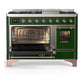 ILVE Majestic III 48-Inch Dual Fuel Range with 5 Sealed Burners + Griddle + French Top, 5.02 cu. ft. Oven, Emerald Green with Copper Trim, Liquid Propane, Triple Glass Door, UM48FNR3EGPLP