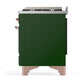 ILVE Majestic III 48-Inch Dual Fuel Range with 5 Sealed Burners + Griddle + French Top, 5.02 cu. ft. Oven, Emerald Green with Copper Trim, Natural Gas, Triple Glass Door, UM48FNR3EGP