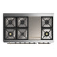 ILVE Majestic III 48-Inch Dual Fuel Range with 5 Sealed Burners + Griddle + French Top, 5.02 cu. ft. Oven, Mightnight Blue with Burnished Trim, Liquid Propane, Triple Glass Door, UM48FNR3MBBLP