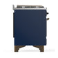 ILVE Majestic III 48-Inch Dual Fuel Range with 5 Sealed Burners + Griddle + French Top, 5.02 cu. ft. Oven, Mightnight Blue with Burnished Trim, Liquid Propane, Triple Glass Door, UM48FNR3MBBLP