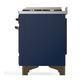 ILVE Majestic III 48-Inch Dual Fuel Range with 5 Sealed Burners + Griddle + French Top, 5.02 cu. ft. Oven, Mightnight Blue with Burnished Trim, Liquid Propane, Triple Glass Door, UM48FNR3MBBLP