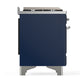 ILVE Majestic III 48-Inch Dual Fuel Range with 5 Sealed Burners + Griddle + French Top, 5.02 cu. ft. Oven, Mightnight Blue with Chrome Trim, Liquid Propane, Triple Glass Door, UM48FNR3MBCLP