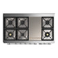 ILVE Majestic III 48-Inch Dual Fuel Range with 5 Sealed Burners + Griddle + French Top, 5.02 cu. ft. Oven, Mightnight Blue with Chrome Trim, Natural Gas, Triple Glass Door, UM48FNR3MBC