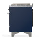 ILVE Majestic III 48-Inch Dual Fuel Range with 5 Sealed Burners + Griddle + French Top, 5.02 cu. ft. Oven, Mightnight Blue with Chrome Trim, Natural Gas, Triple Glass Door, UM48FNR3MBC