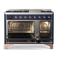 ILVE Majestic III 48-Inch Dual Fuel Range with 5 Sealed Burners + Griddle + French Top, 5.02 cu. ft. Oven, Mightnight Blue with Copper Trim, Liquid Propane, Triple Glass Door, UM48FNR3MBPLP