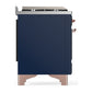 ILVE Majestic III 48-Inch Dual Fuel Range with 5 Sealed Burners + Griddle + French Top, 5.02 cu. ft. Oven, Mightnight Blue with Copper Trim, Natural Gas, Triple Glass Door, UM48FNR3MBP