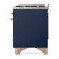 ILVE Majestic III 48-Inch Dual Fuel Range with 5 Sealed Burners + Griddle + French Top, 5.02 cu. ft. Oven, Mightnight Blue with Copper Trim, Natural Gas, Triple Glass Door, UM48FNR3MBP