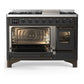 ILVE Majestic III 48-Inch Dual Fuel Range with 5 Sealed Burners + Griddle + French Top, 5.02 cu. ft. Oven, Matte Graphite with Burnished Trim, Liquid Propane, Triple Glass Door, UM48FNR3MGBLP