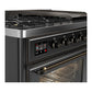 ILVE Majestic III 48-Inch Dual Fuel Range with 5 Sealed Burners + Griddle + French Top, 5.02 cu. ft. Oven, Matte Graphite with Burnished Trim, Natural Gas, Triple Glass Door, UM48FNR3MGB