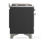 ILVE Majestic III 48-Inch Dual Fuel Range with 5 Sealed Burners + Griddle + French Top, 5.02 cu. ft. Oven, Matte Graphite with Chrome Trim, Natural Gas, Triple Glass Door, UM48FNR3MGC