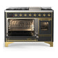 ILVE Majestic III 48-Inch Dual Fuel Range with 5 Sealed Burners + Griddle + French Top, 5.02 cu. ft. Oven, Matte Graphite with Brass Trim, Liquid Propane, Triple Glass Door, UM48FNR3MGGLP