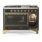 ILVE Majestic III 48-Inch Dual Fuel Range with 5 Sealed Burners + Griddle + French Top, 5.02 cu. ft. Oven, Matte Graphite with Brass Trim, Liquid Propane, Triple Glass Door, UM48FNR3MGGLP