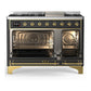 ILVE Majestic III 48-Inch Dual Fuel Range with 5 Sealed Burners + Griddle + French Top, 5.02 cu. ft. Oven, Matte Graphite with Brass Trim, Natural Gas, Triple Glass Door, UM48FNR3MGG