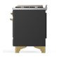 ILVE Majestic III 48-Inch Dual Fuel Range with 5 Sealed Burners + Griddle + French Top, 5.02 cu. ft. Oven, Matte Graphite with Brass Trim, Natural Gas, Triple Glass Door, UM48FNR3MGG