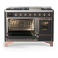 ILVE Majestic III 48-Inch Dual Fuel Range with 5 Sealed Burners + Griddle + French Top, 5.02 cu. ft. Oven, Matte Graphite with Copper Trim, Liquid Propane, Triple Glass Door, UM48FNR3MGPLP